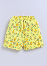 Short For Boys Casual Printed Pure Cotton  (Yellow, Pack of 1)
