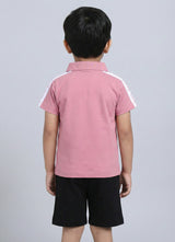 Text Printed Collared Pure Cotton Co-Ords Set
