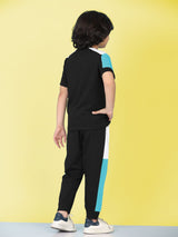 Boys Casual T-shirt Track Pants  (BLUE)