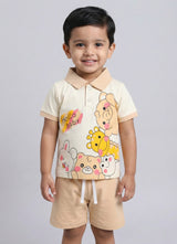 Animal Printed Collared Pure Cotton Co-Ords Set