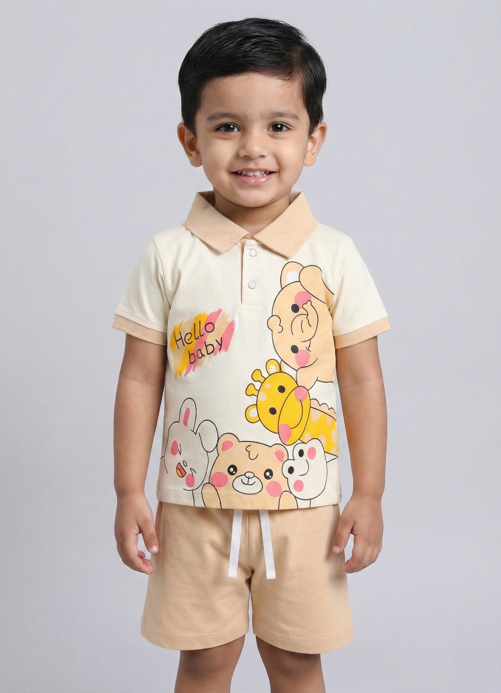 Animal Printed Collared Pure Cotton Co-Ords Set
