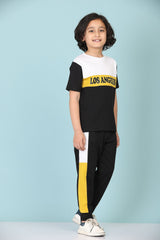 Boys Casual T-shirt Track Pants  (YELLOW)