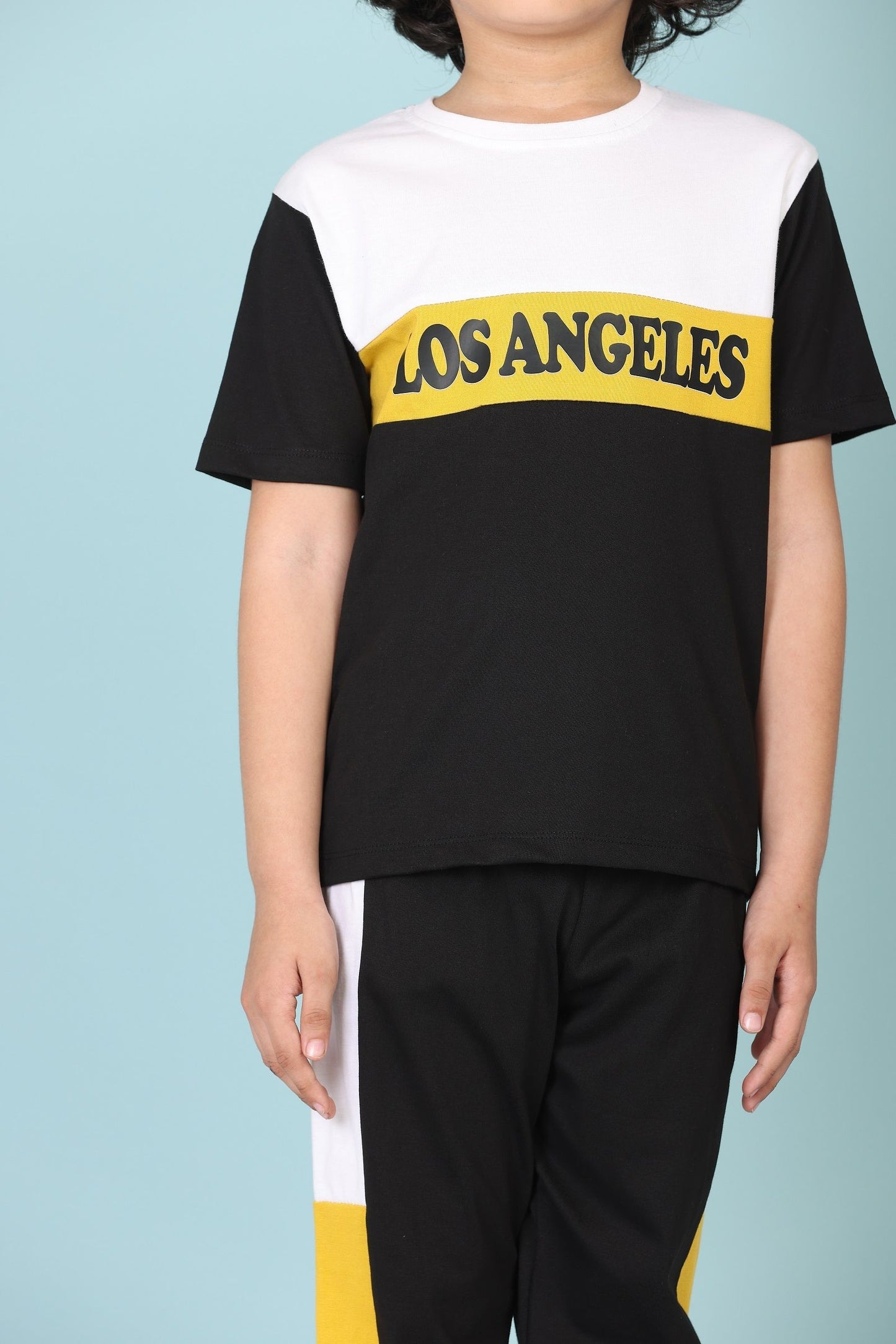 Boys Casual T-shirt Track Pants  (YELLOW)