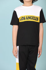 Boys Casual T-shirt Track Pants  (YELLOW)