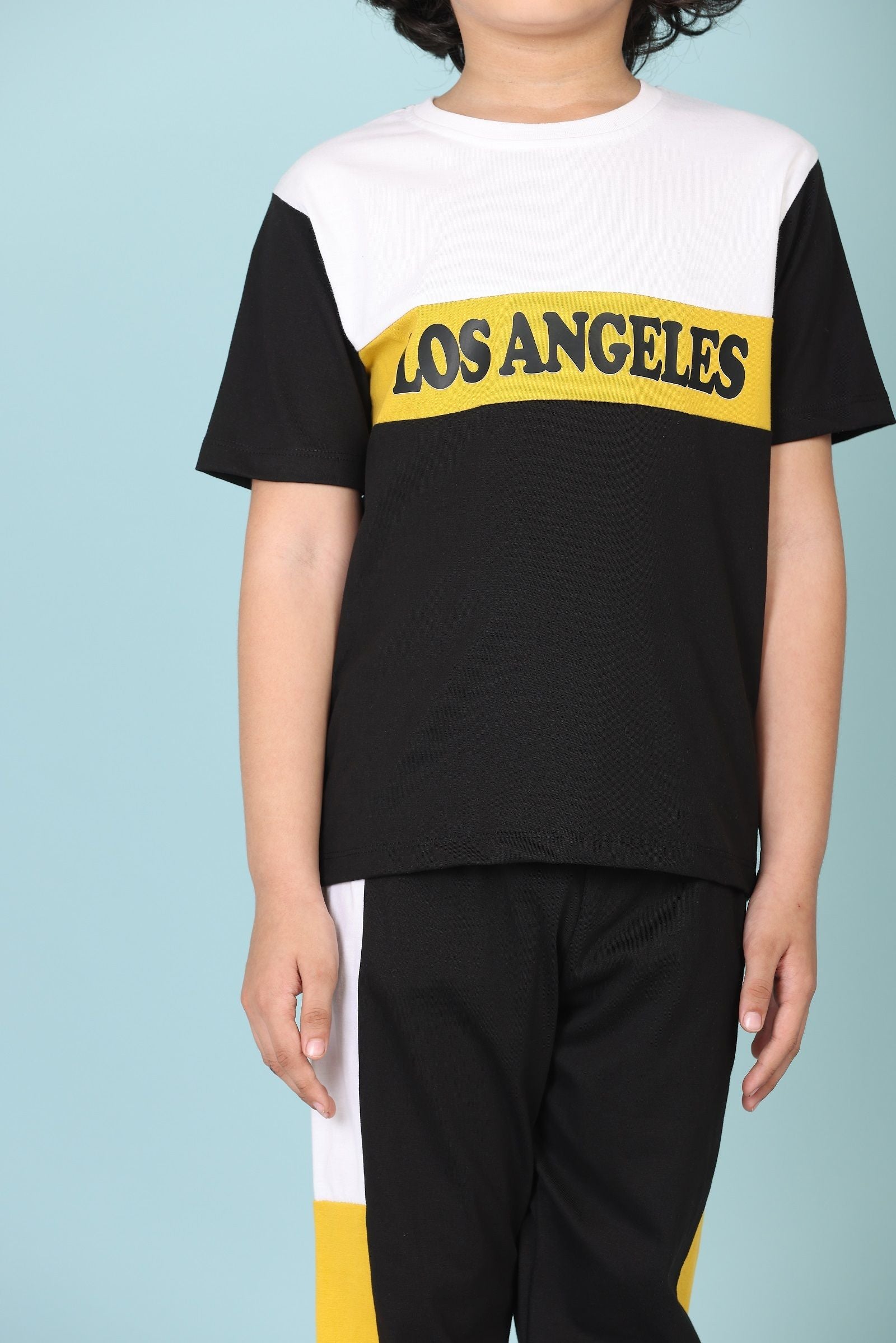 Boys Casual T-shirt Track Pants  (YELLOW)