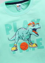 Boys Graphic Print Pure Cotton Regular T Shirt  (Green, Pack of 1)