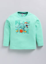 Boys Graphic Print Pure Cotton Regular T Shirt  (Green, Pack of 1)