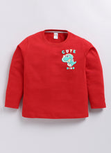 Boys Graphic Print Pure Cotton Regular T Shirt  (Red, Pack of 1)