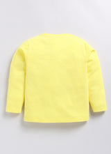 Boys Graphic Print Pure Cotton Regular T Shirt  (Yellow, Pack of 1)