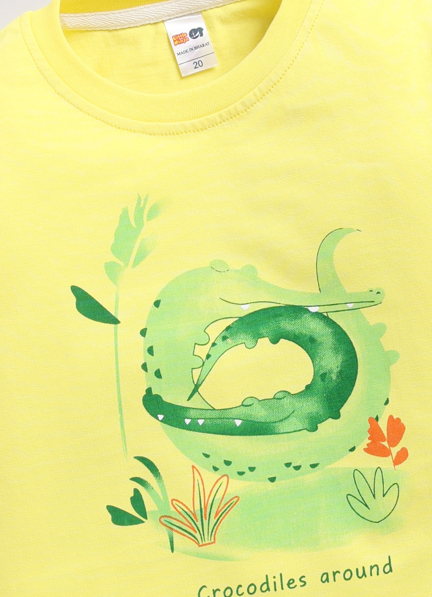 Boys Graphic Print Pure Cotton Regular T Shirt  (Yellow, Pack of 1)