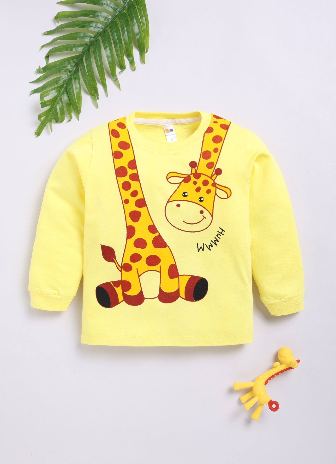 Boys Graphic Print Pure Cotton Regular T Shirt  (Yellow, Pack of 1)