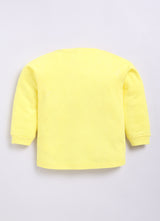 Boys Graphic Print Pure Cotton Regular T Shirt  (Yellow, Pack of 1)