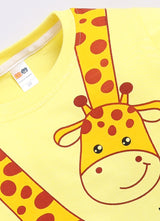 Boys Graphic Print Pure Cotton Regular T Shirt  (Yellow, Pack of 1)