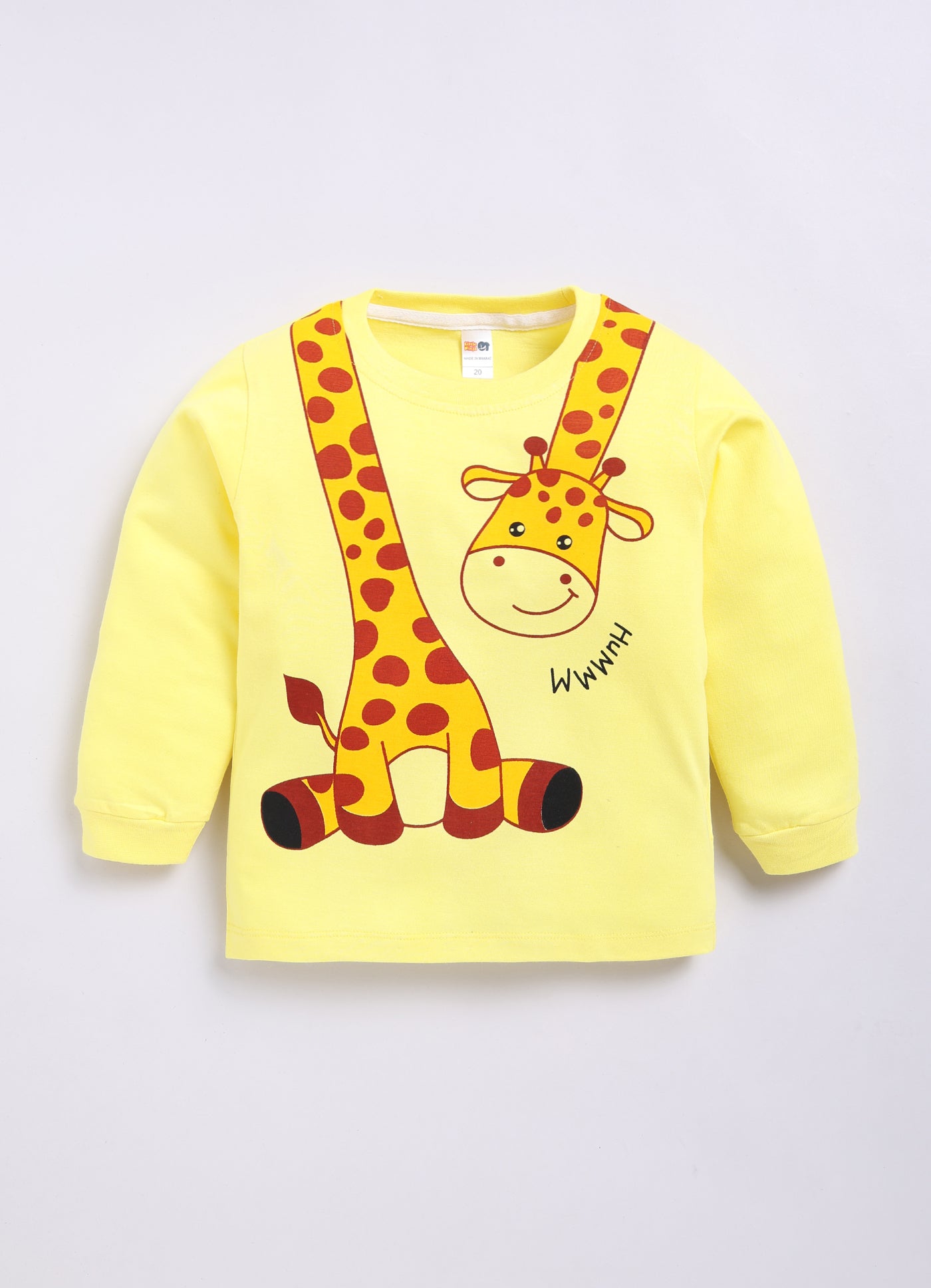 Boys Graphic Print Pure Cotton Regular T Shirt  (Yellow, Pack of 1)