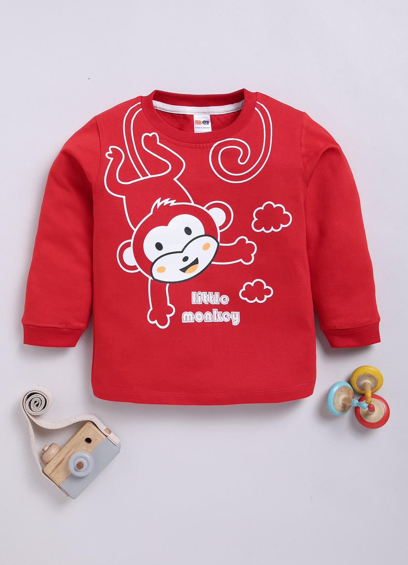 Boys Graphic Print Pure Cotton Regular T Shirt  (Red, Pack of 1)