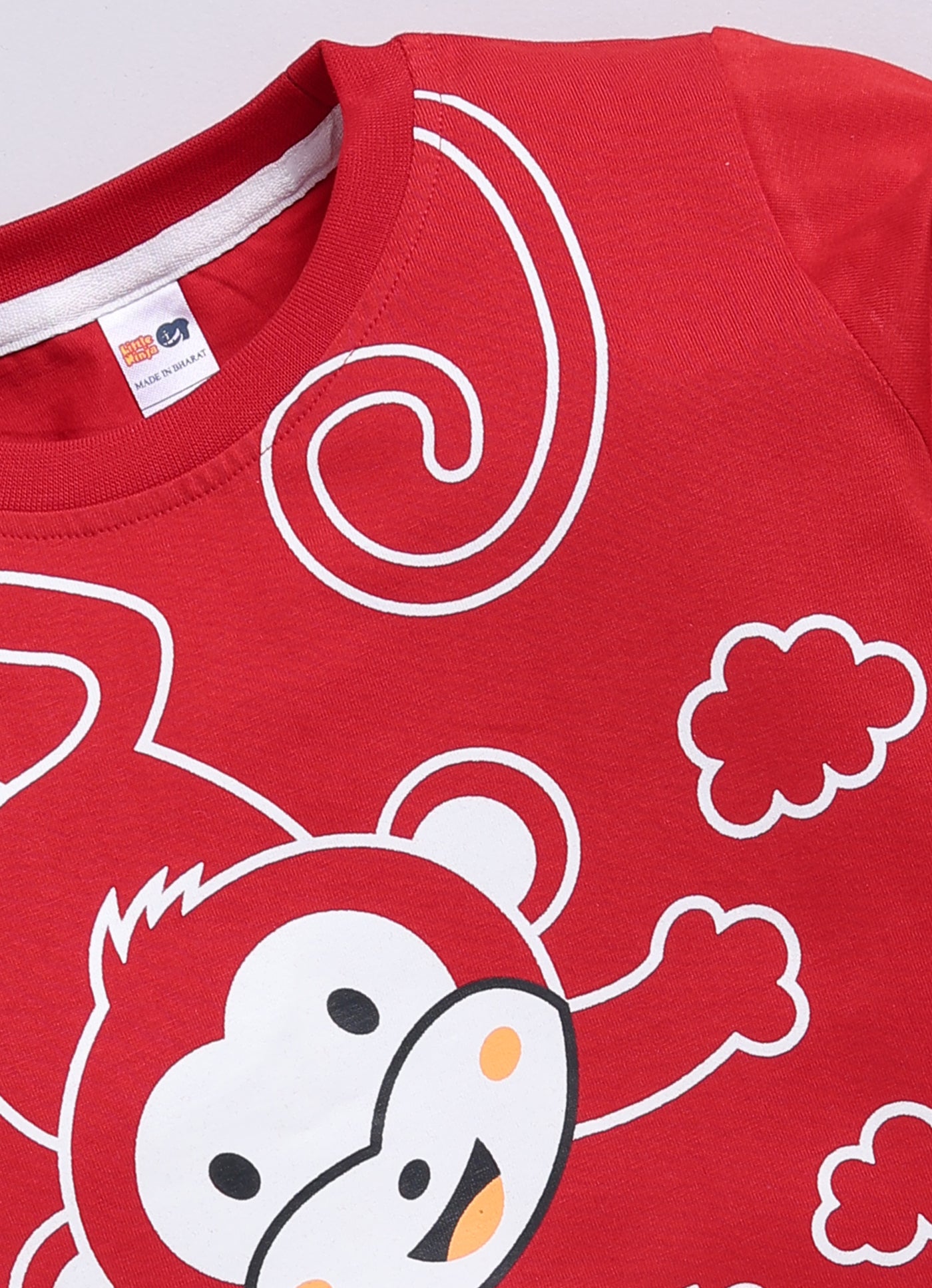 Boys Graphic Print Pure Cotton Regular T Shirt  (Red, Pack of 1)