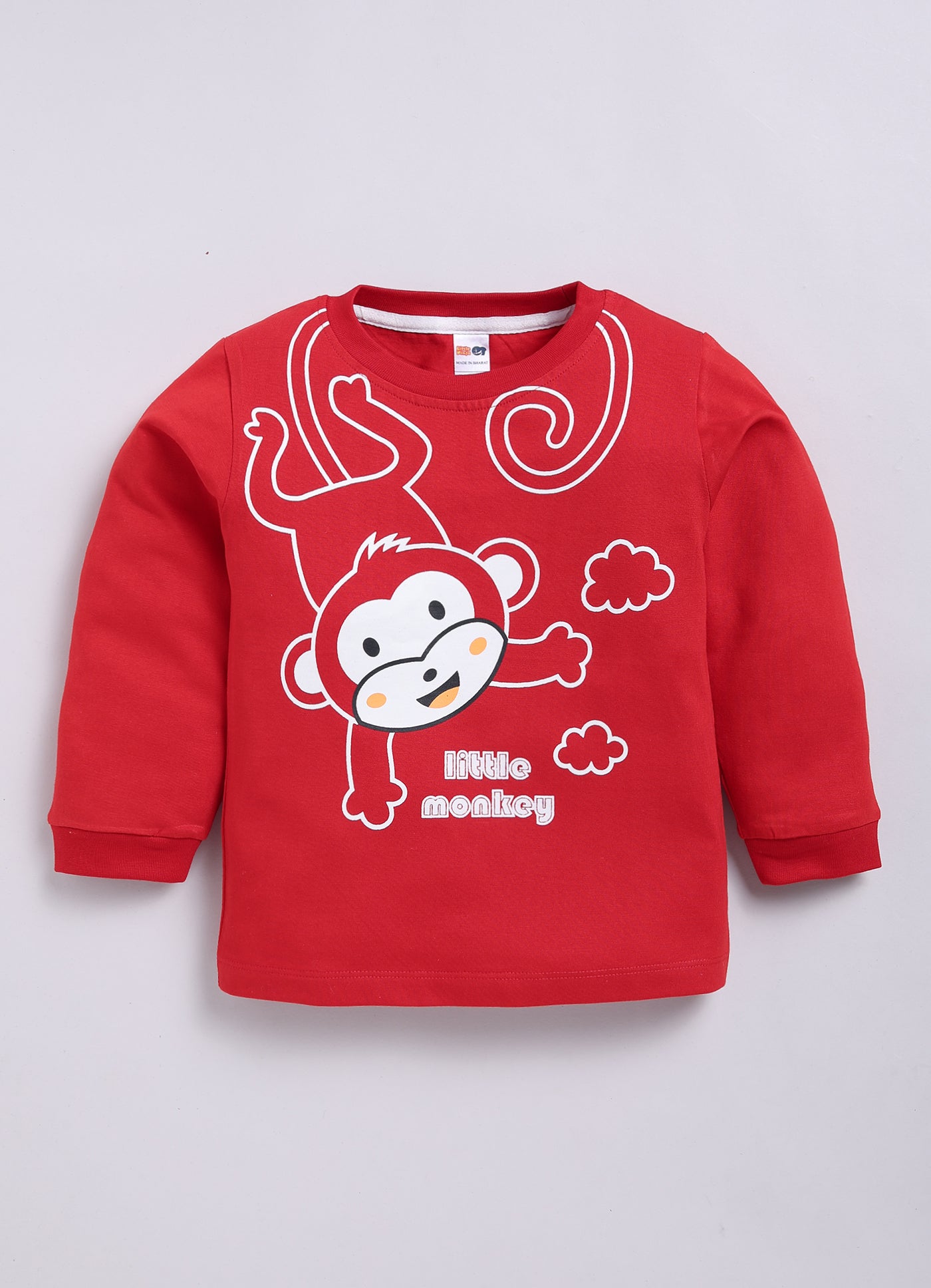 Boys Graphic Print Pure Cotton Regular T Shirt  (Red, Pack of 1)