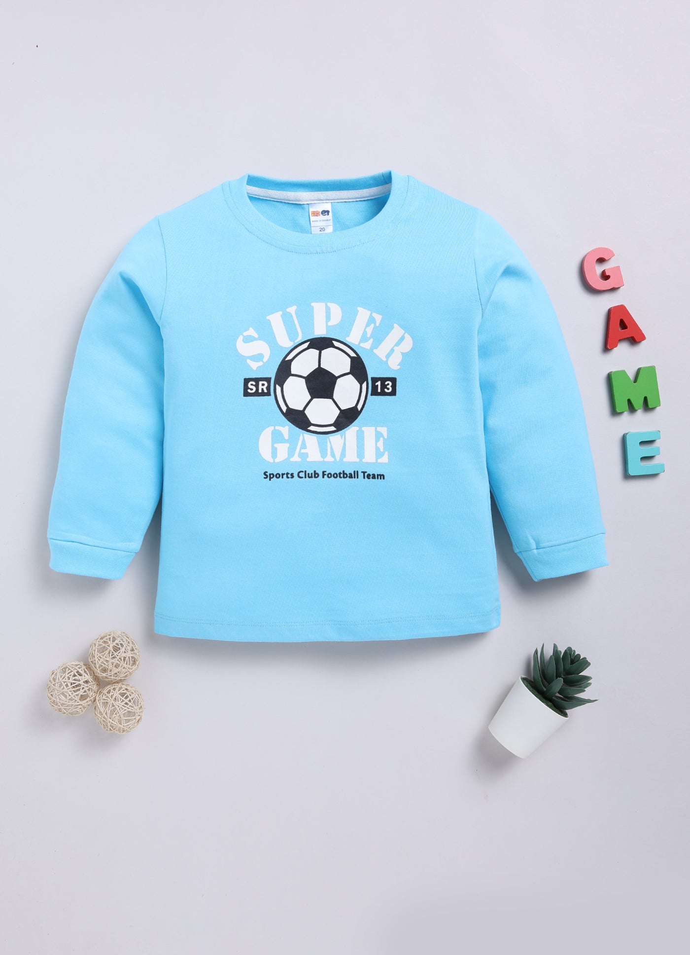 Boys Graphic Print Pure Cotton Regular T Shirt  (Sky, Pack of 1)