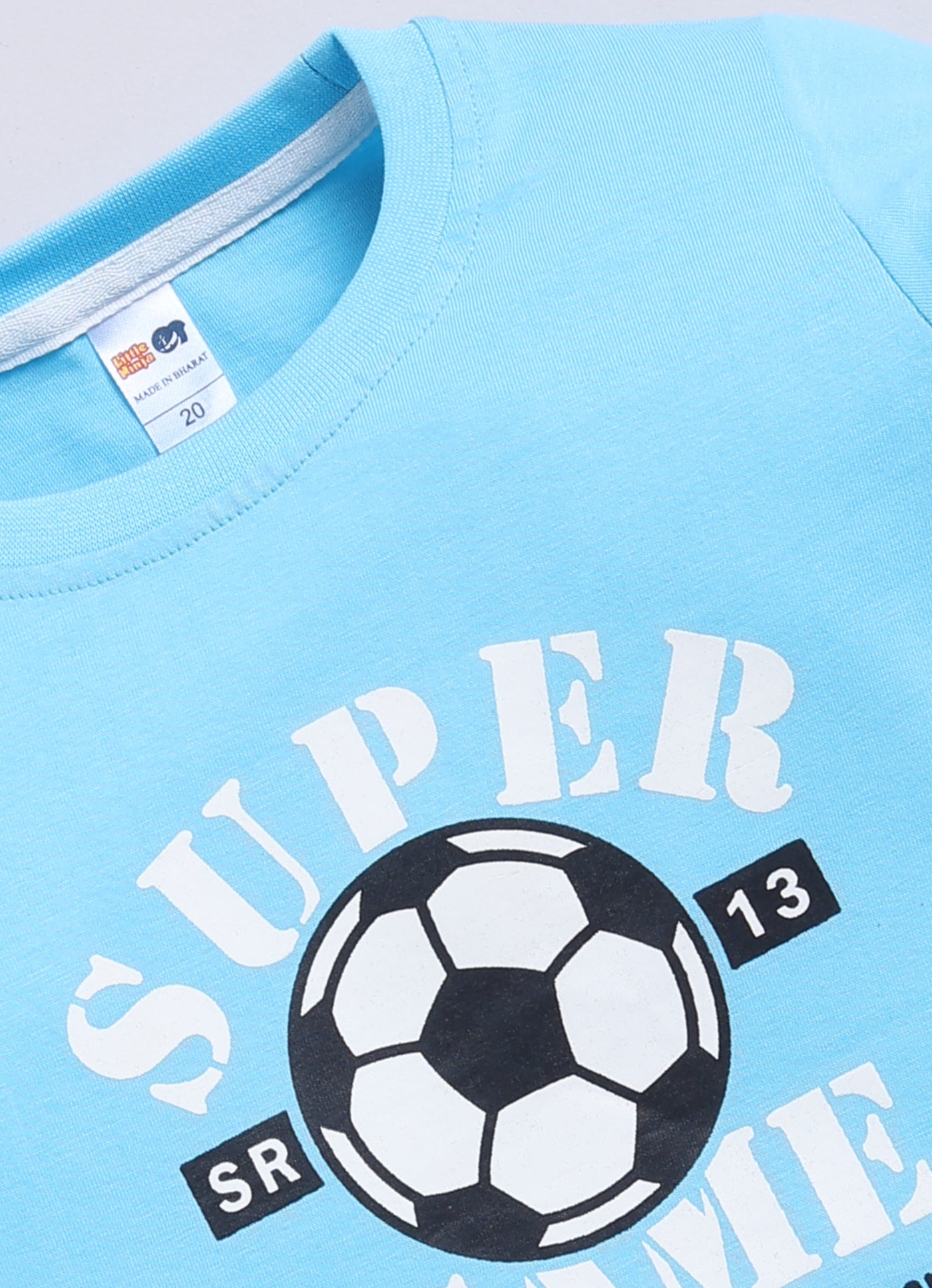 Boys Graphic Print Pure Cotton Regular T Shirt  (Sky, Pack of 1)