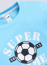 Boys Graphic Print Pure Cotton Regular T Shirt  (Sky, Pack of 1)