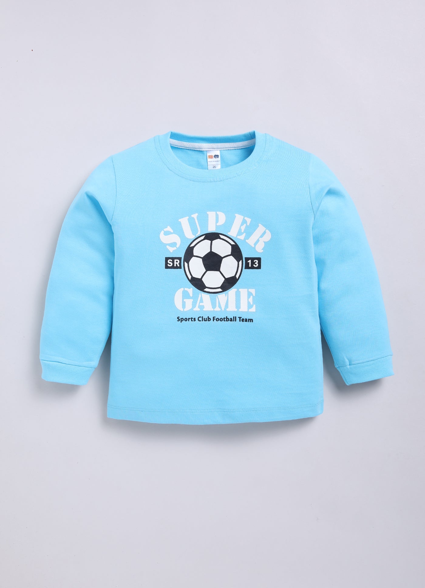 Boys Graphic Print Pure Cotton Regular T Shirt  (Sky, Pack of 1)