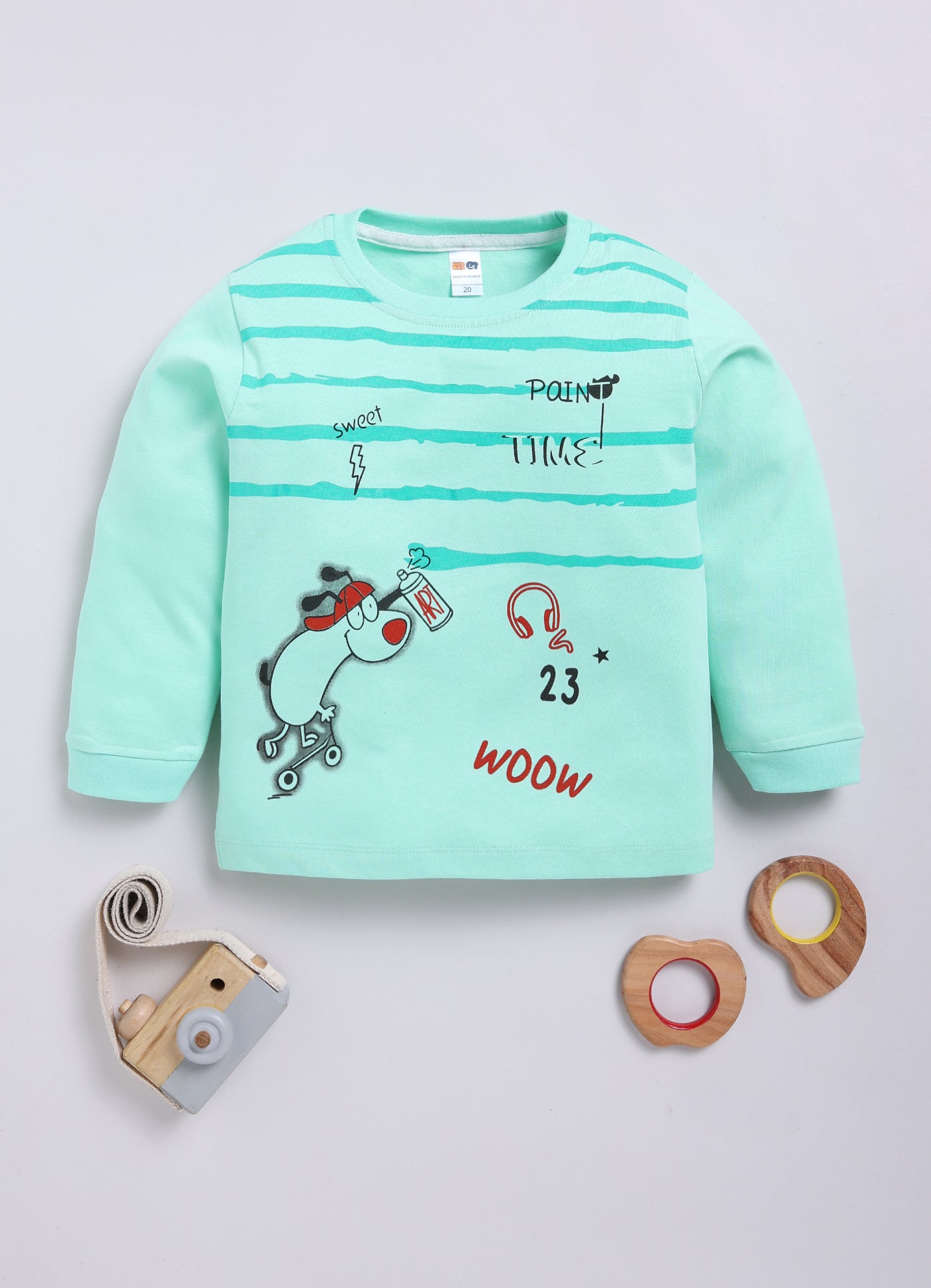 Boys Graphic Print Pure Cotton Regular T Shirt  (Green, Pack of 1)