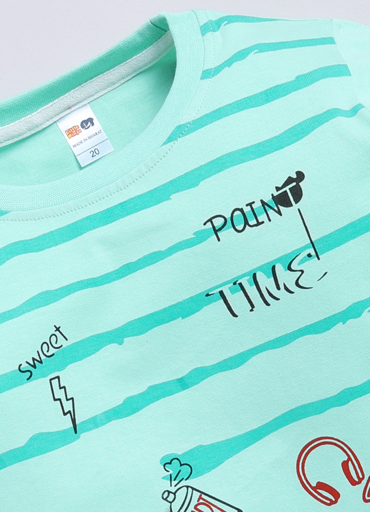 Boys Graphic Print Pure Cotton Regular T Shirt  (Green, Pack of 1)