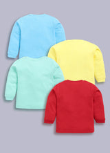 Boys Graphic Print Pure Cotton Regular T Shirt  (Multicolor, Pack of 4)