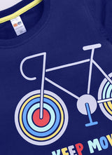 Baby Boys Graphic Print Pure Cotton Regular T Shirt  (Dark Blue, Pack of 1)