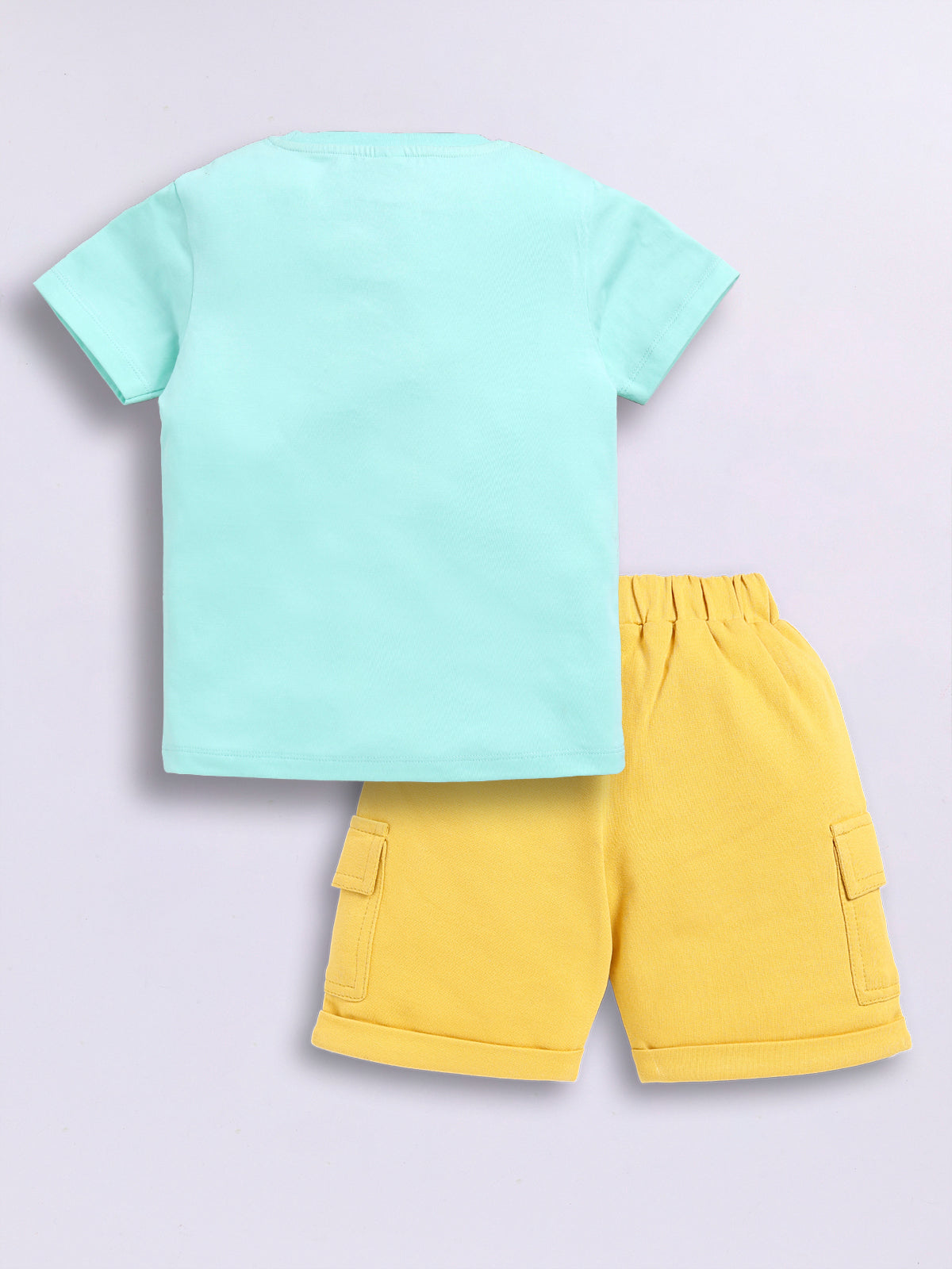 Baby Boys Casual T-shirt Shorts  (Green and Yellow)