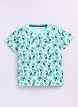 Baby Boys Cartoon Pure Cotton Regular T Shirt  (Green, Pack of 1)