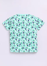 Baby Boys Cartoon Pure Cotton Regular T Shirt  (Green, Pack of 1)