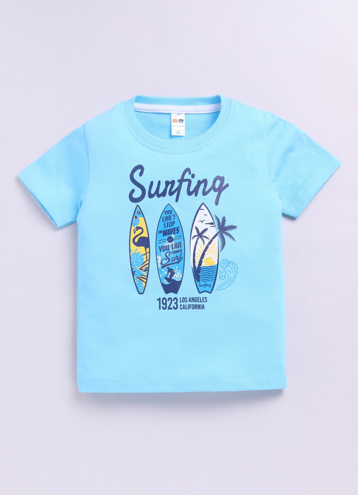 Baby Boys Cartoon Pure Cotton Regular T Shirt  (Blue, Pack of 1)