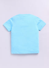 Baby Boys Cartoon Pure Cotton Regular T Shirt  (Blue, Pack of 1)