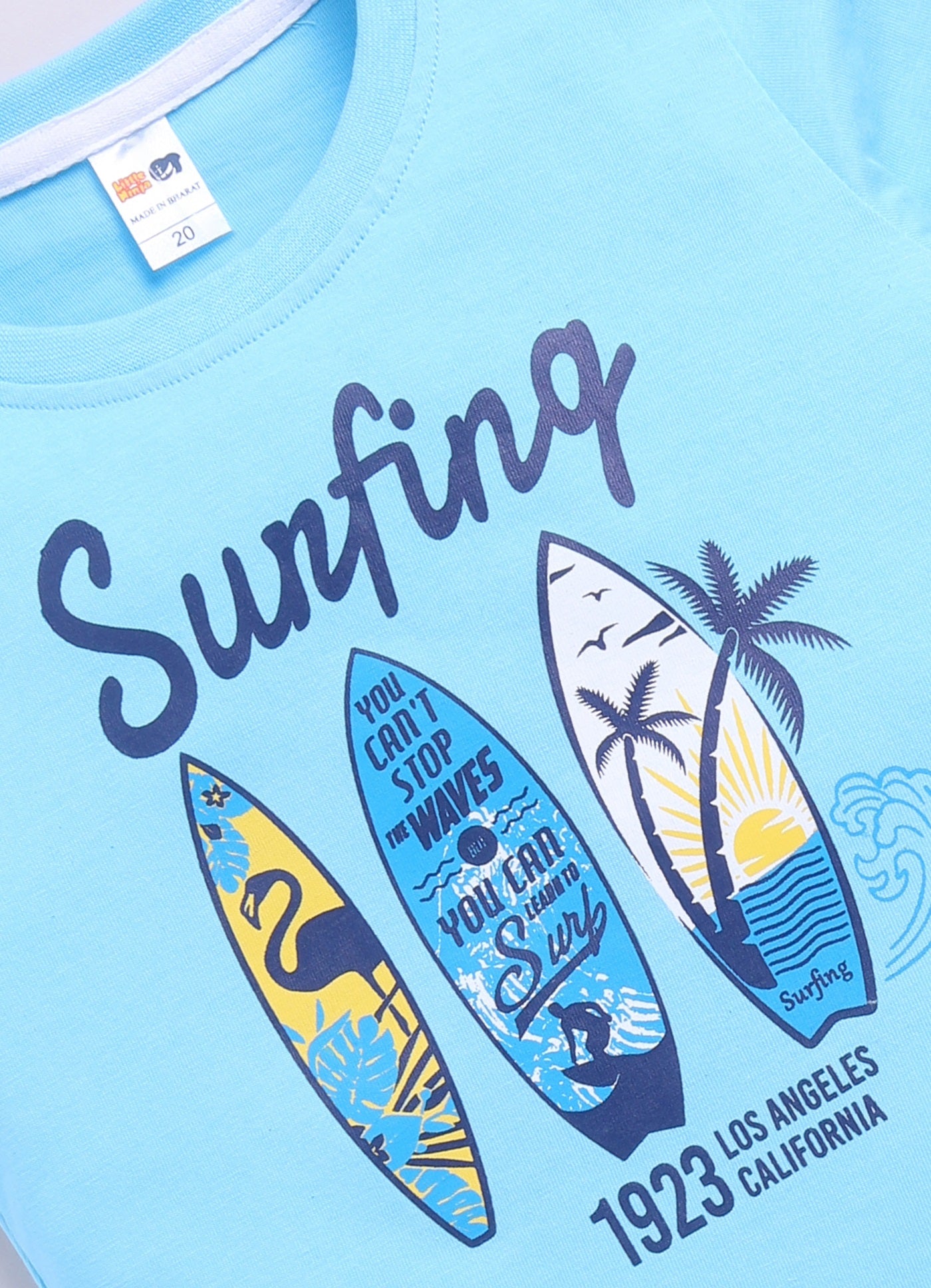 Baby Boys Casual T-shirt Shorts  (Sky and White)