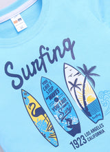 Baby Boys Casual T-shirt Shorts  (Sky and White)