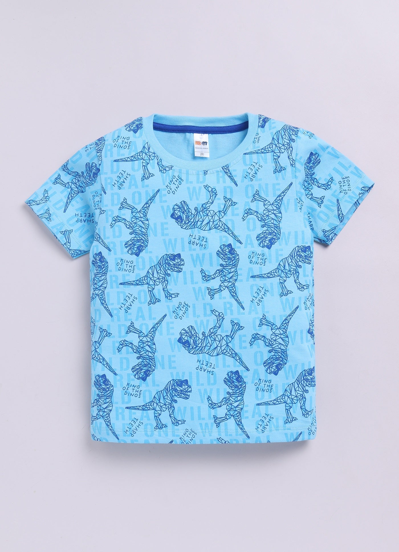 Baby Boys Cartoon Pure Cotton Regular T Shirt  (Light Blue, Pack of 1)