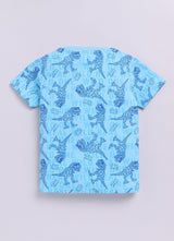 Baby Boys Cartoon Pure Cotton Regular T Shirt  (Light Blue, Pack of 1)