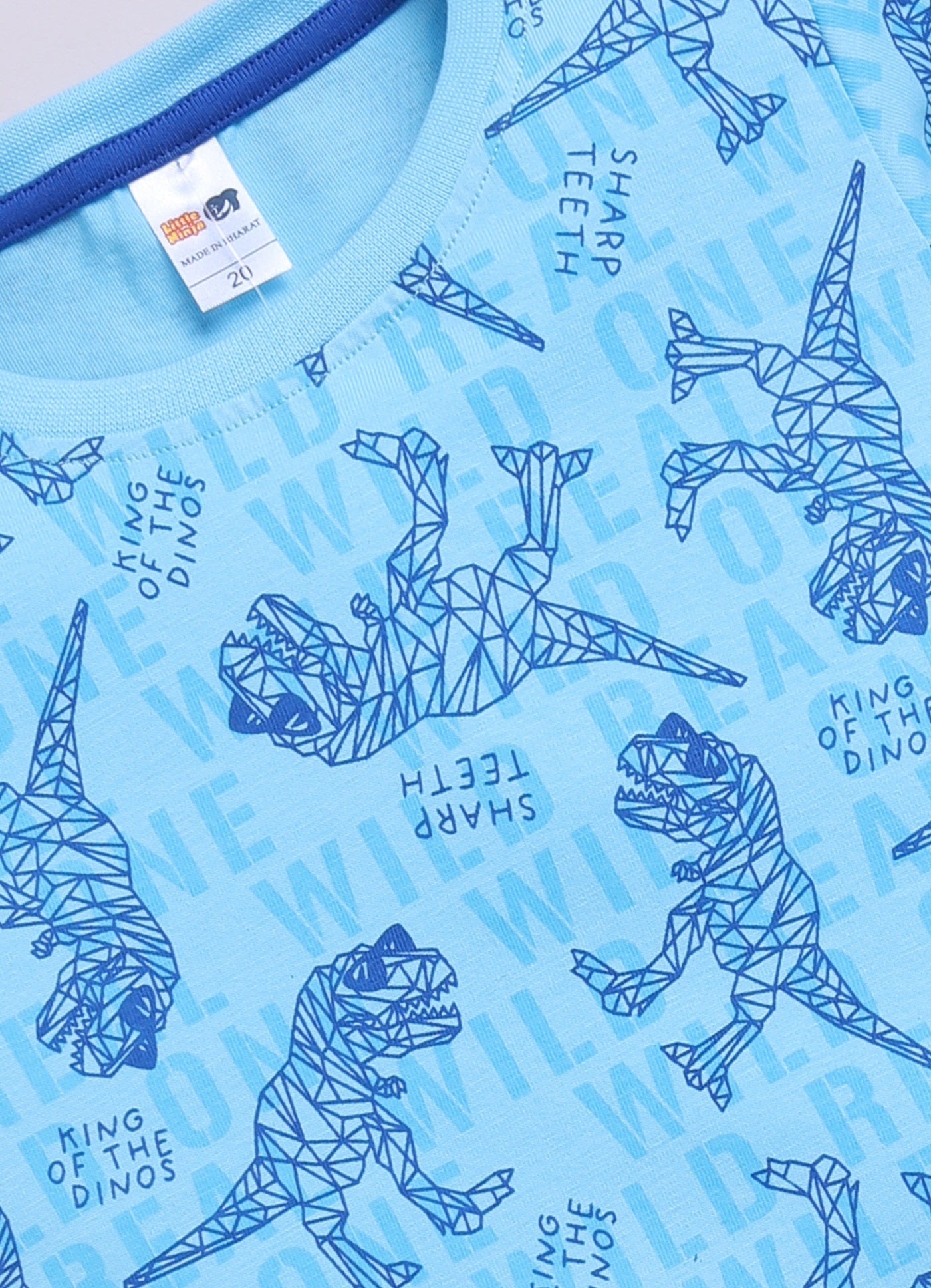 Baby Boys Cartoon Pure Cotton Regular T Shirt  (Light Blue, Pack of 1)