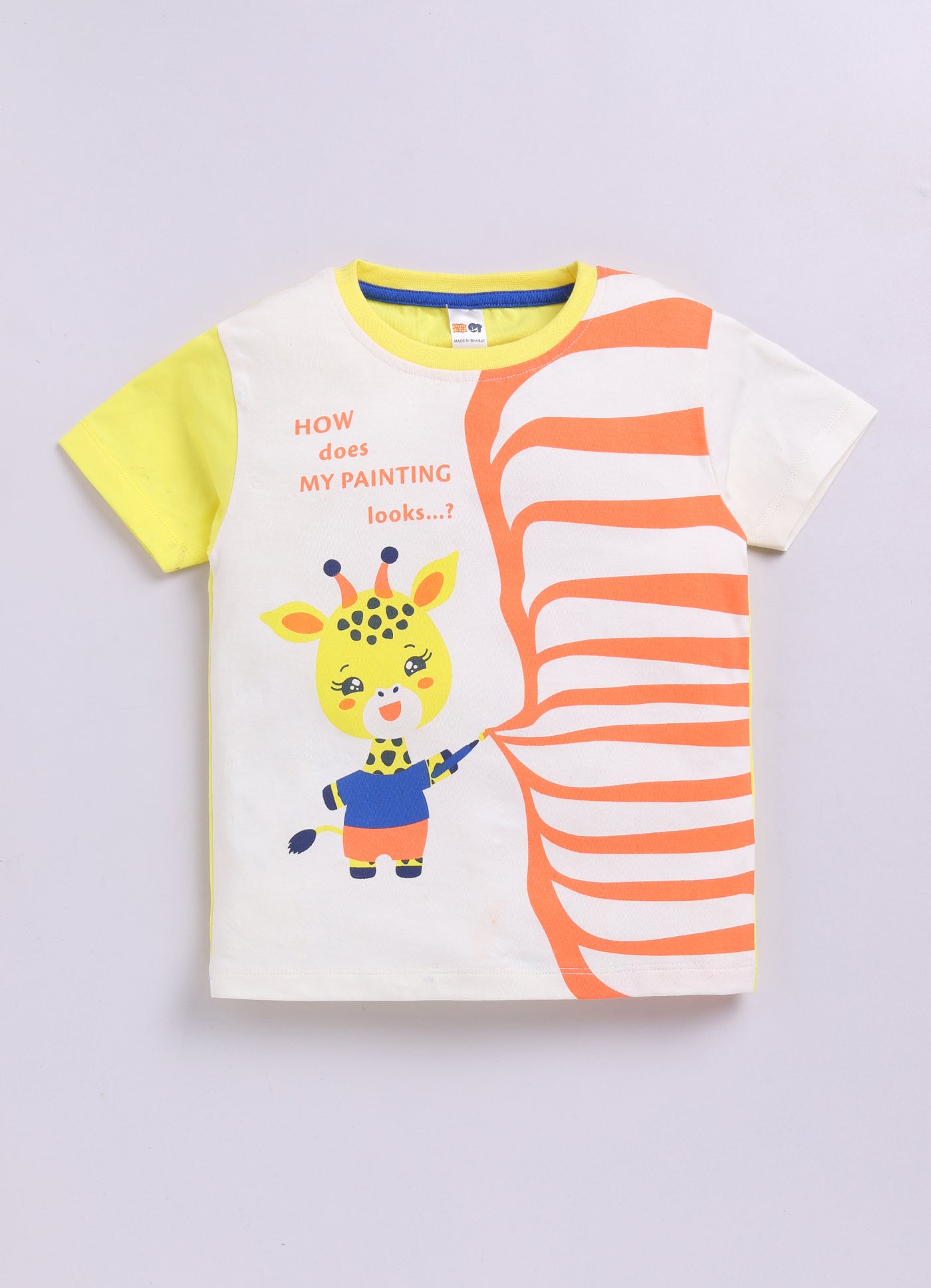 Baby Boys Cartoon Pure Cotton Regular T Shirt  (Yellow, Pack of 1)