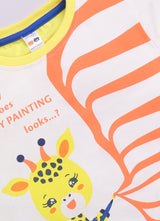 Baby Boys Casual T-shirt Shorts  (Cream and Peach)