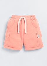 Baby Boys Casual T-shirt Shorts  (Cream and Peach)