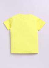 Baby Boys Cartoon Pure Cotton Regular T Shirt  (Yellow, Pack of 1)