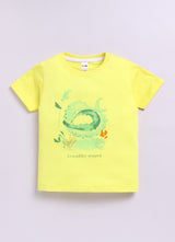 Baby Boys Casual T-shirt Shorts  (Yellow and Green)