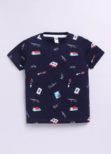 Baby Boys Cartoon Pure Cotton Regular T Shirt  (Multicolor, Pack of 1)