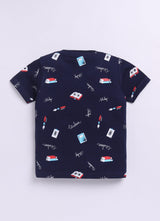 Baby Boys Cartoon Pure Cotton Regular T Shirt  (Multicolor, Pack of 1)