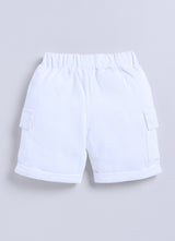 Baby Boys Casual T-shirt Shorts  (Navy and White)