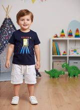 Baby Boys Casual T-shirt Shorts  (Navy and White )