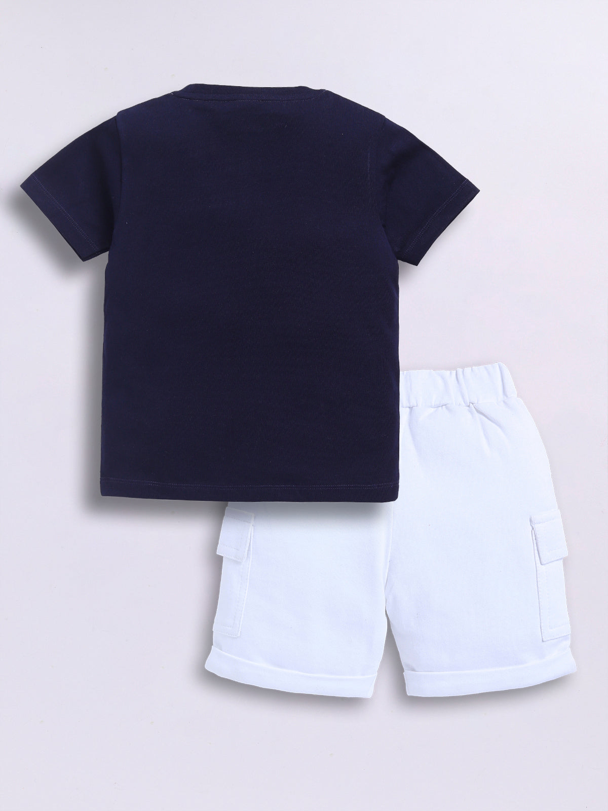 Baby Boys Casual T-shirt Shorts  (Navy and White )