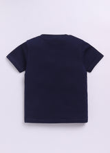 Baby Boys Casual T-shirt Shorts  (Navy and White )